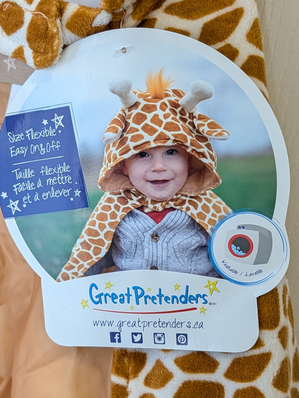 NWT Baby Halloween Costume Kids Giraffe Costume Hooded Cape Cream Brown 18M-2T